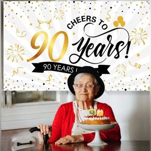 Happy 90th birthday banner decoration 72.8X43.3 inch